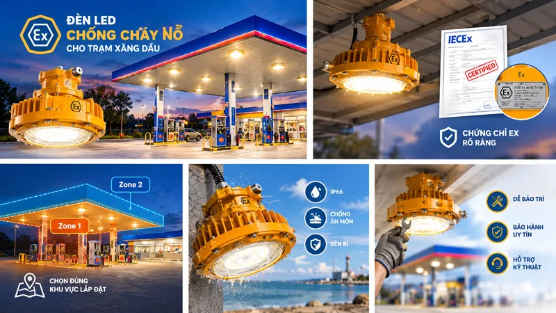 Những lưu ý quan trọng khi chọn đèn chống nổ cho trạm xăng