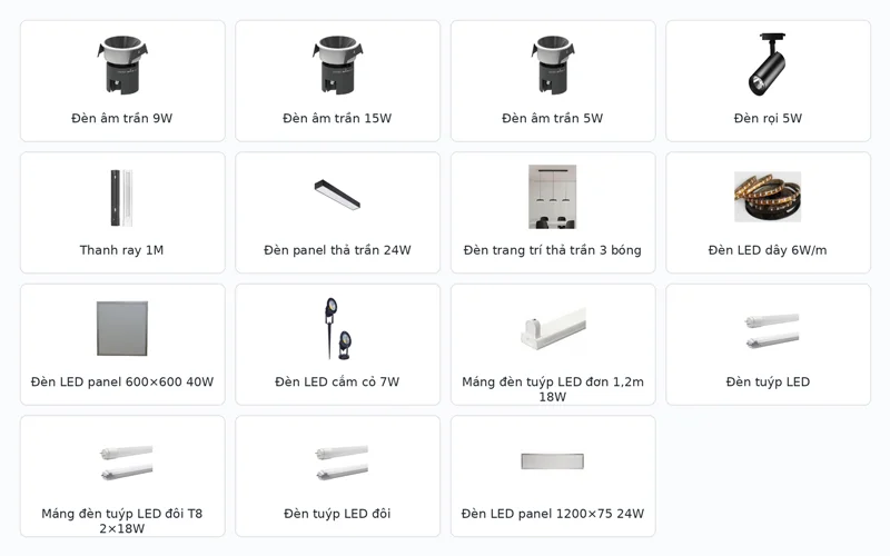 Các mẫu đèn HALEDCO cung cấp cho công ty CONTECHCO