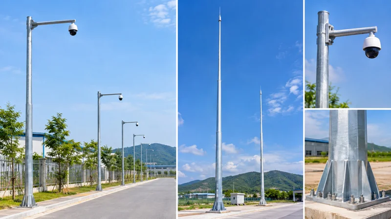 Cột đèn camera sau khi lắp đặt