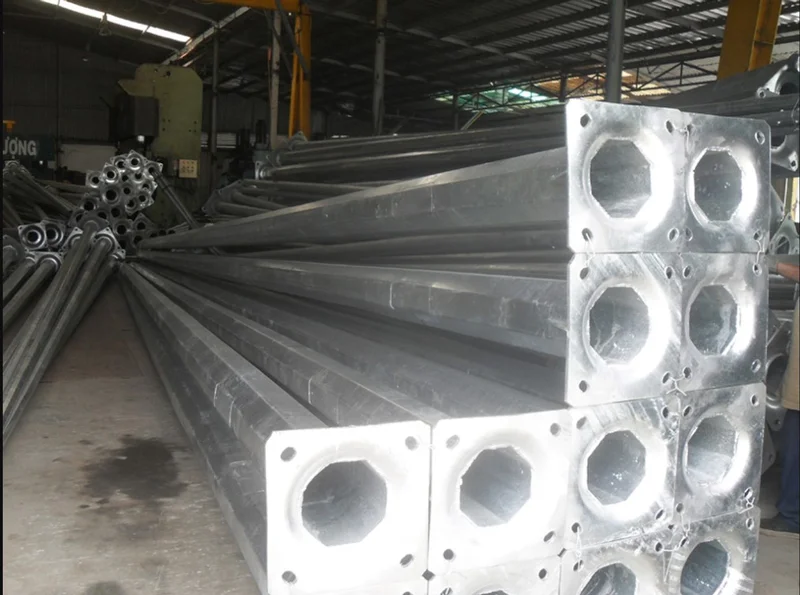 HALEDCO sản xuất cột đèn bát giác liền cần đơn 9m