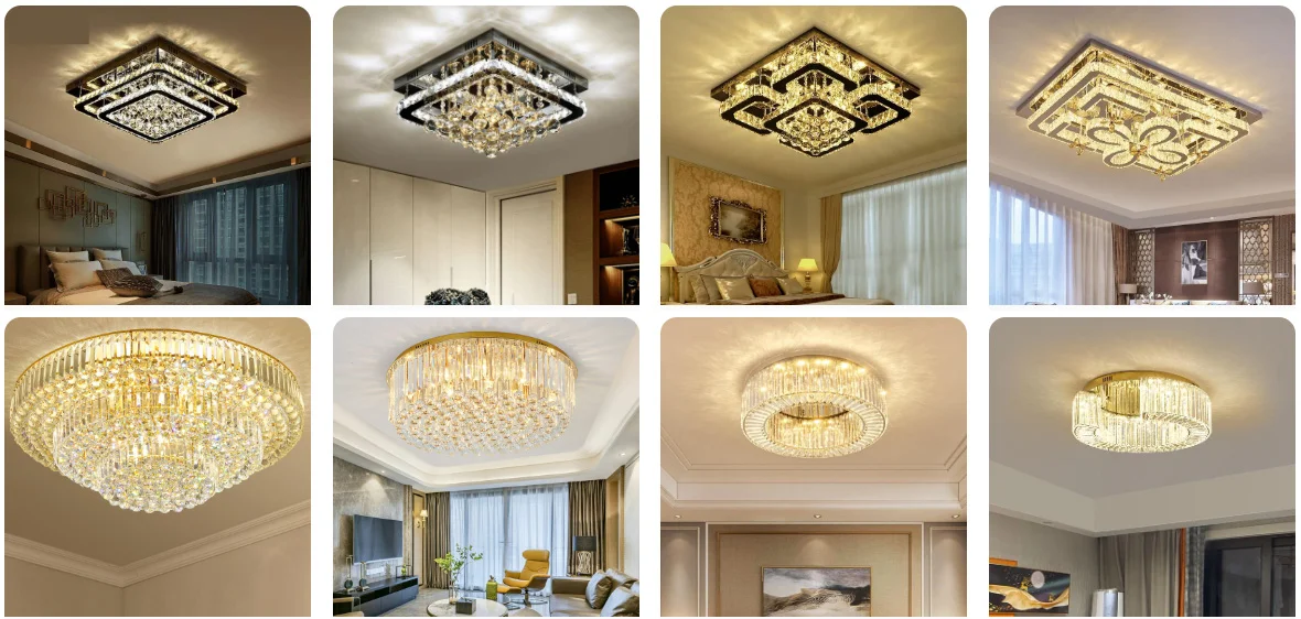 8 Mẫu đèn mâm pha lê ốp trần cho phòng khách chung cư
