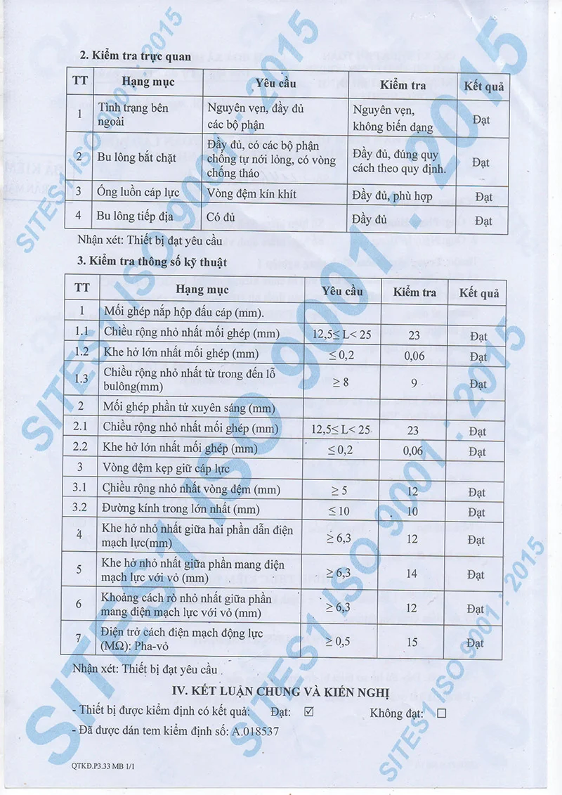 Bản kiểm nghiệm kỹ thuật đèn chống nổ HLEP1.0-200HBVG