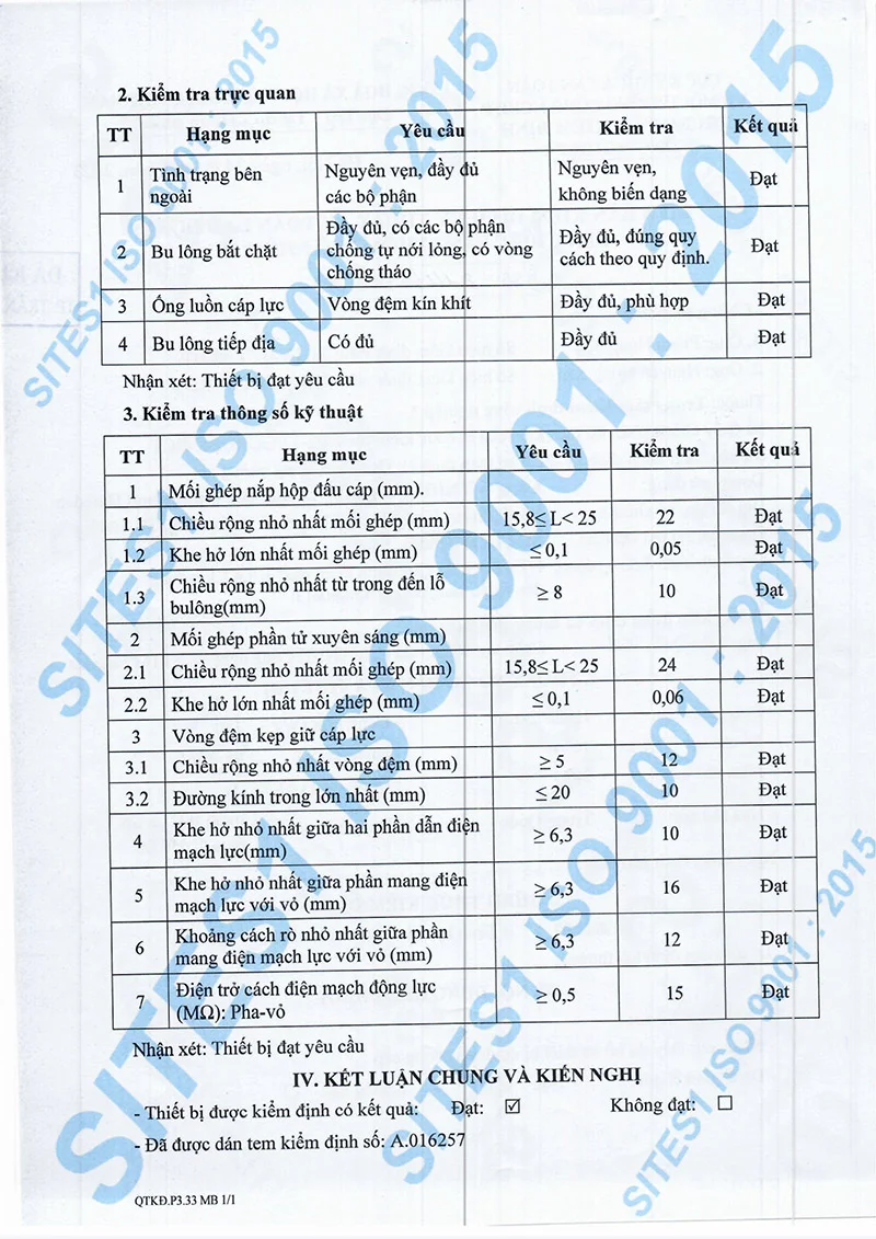 Biên bản kiểm định đèn chống nổ HLEP2-150