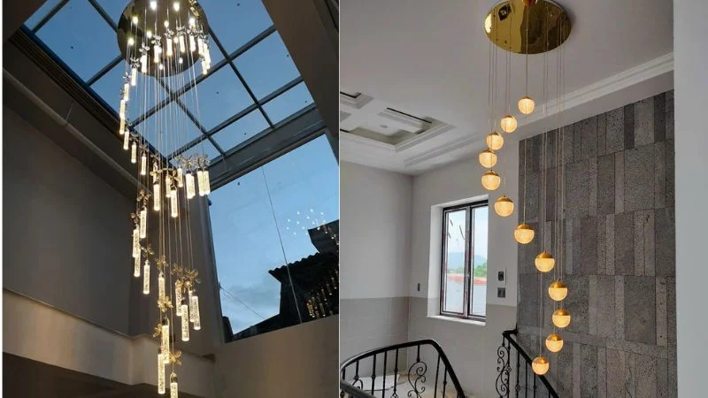 Vị trí lắp đèn chùm thả thông tầng đẹp
