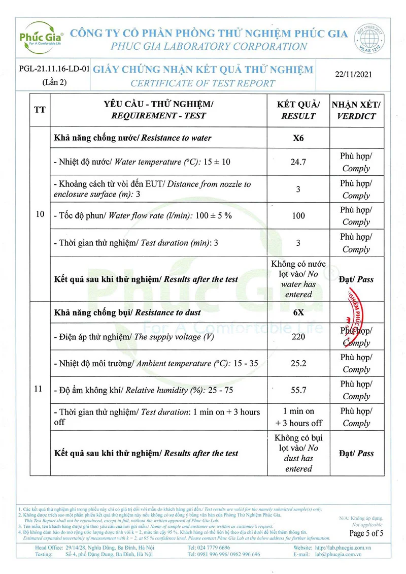 Các yêu cầu thử nghiệm hiệu suất đèn pha HLFL66-100