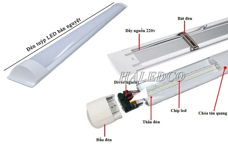 Đặc điểm cấu tạo của đèn tuýp LED bán nguyệt