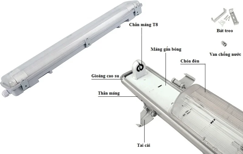 Cấu tạo máng đèn chống thấm 60cm