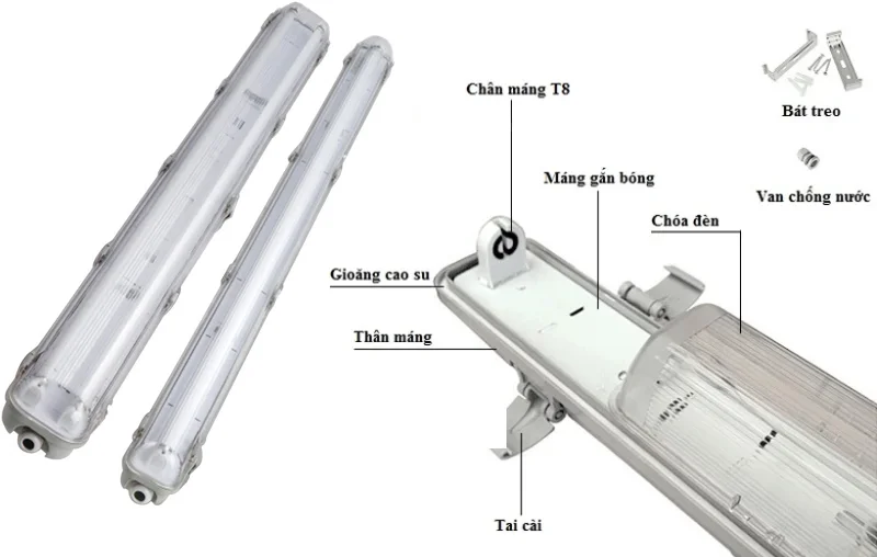 Cấu tạo máng đèn LED chống thấm