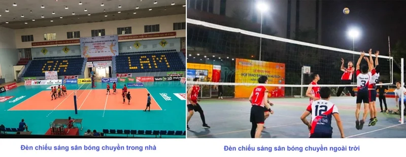 Chọn công suất đèn sân bóng chuyền phù hợp không gian