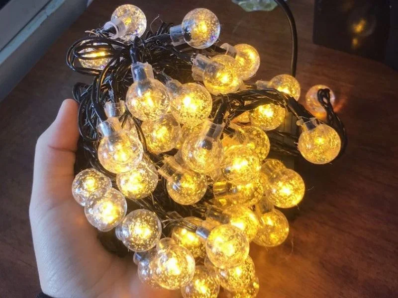Dây đèn LED quả cầu mây bóng tròn