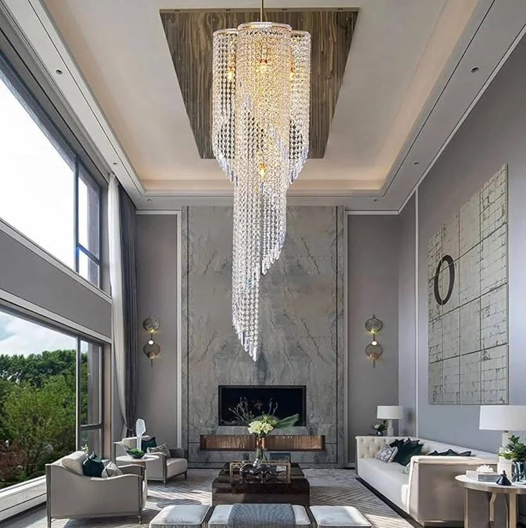 đèn chùm pha lê xoắn ốc cho khu vực sảnh