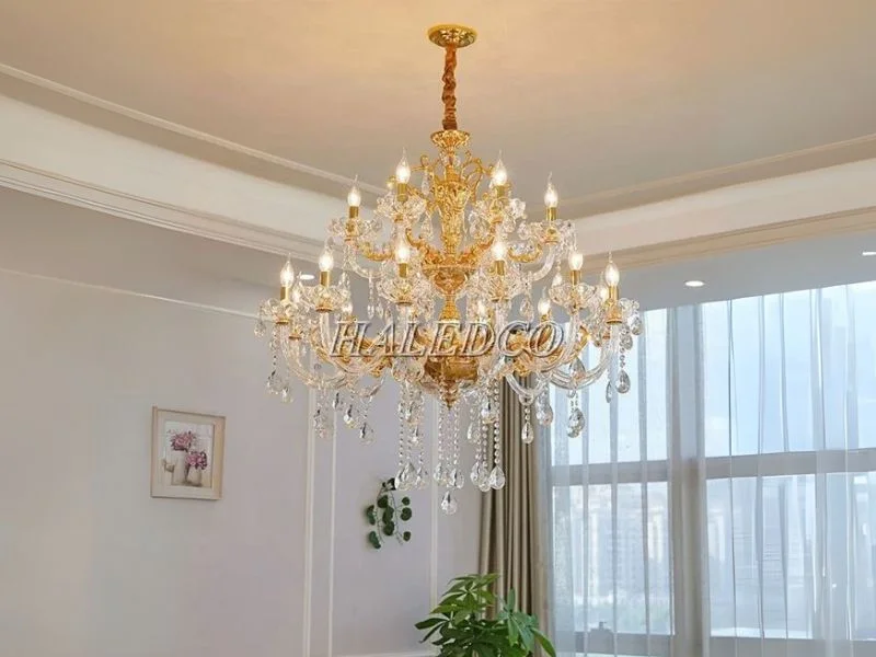 Đèn chùm trang trí pha lê lá liễu