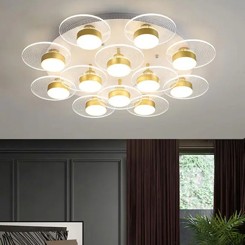 Đèn mâm ốp trần 12 cánh tròn dùng cho sảnh