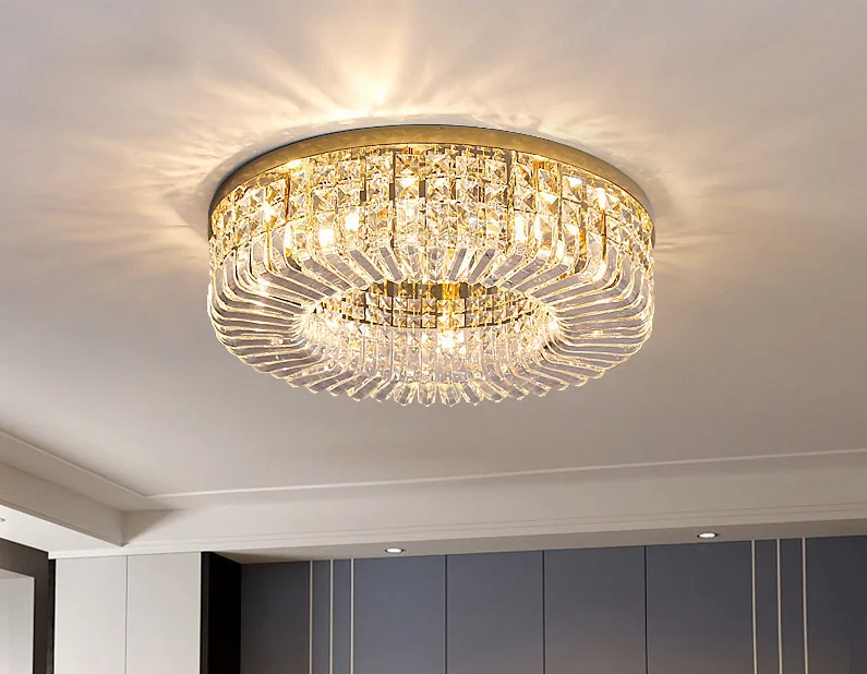 Đèn mâm pha lê ốp trần sảnh chờ cao cấp