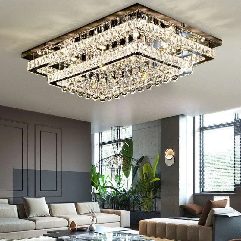 Đèn ốp trần chữ nhật bằng pha lê