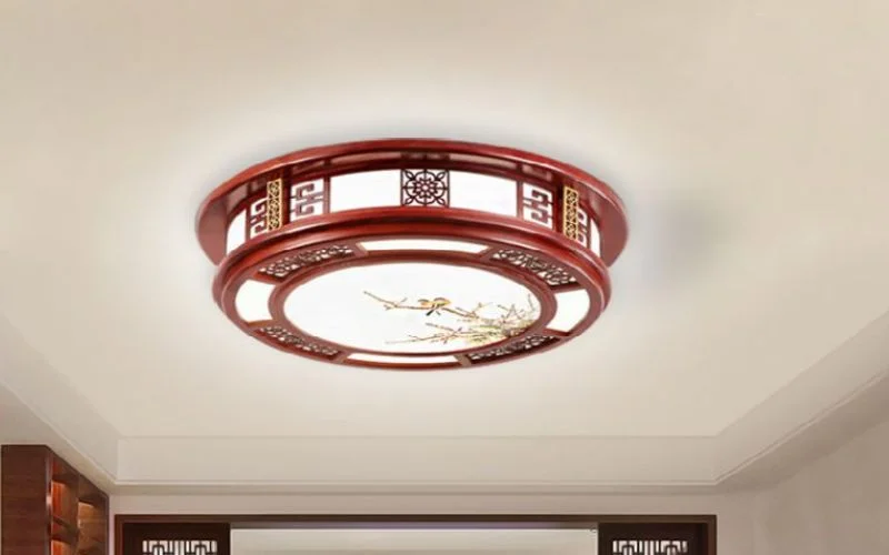Đèn gỗ ốp trần nhà bếp ấm cúng