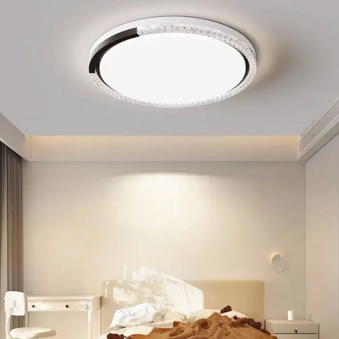 Đèn ốp trần phòng ngủ viền nhựa giả pha lê