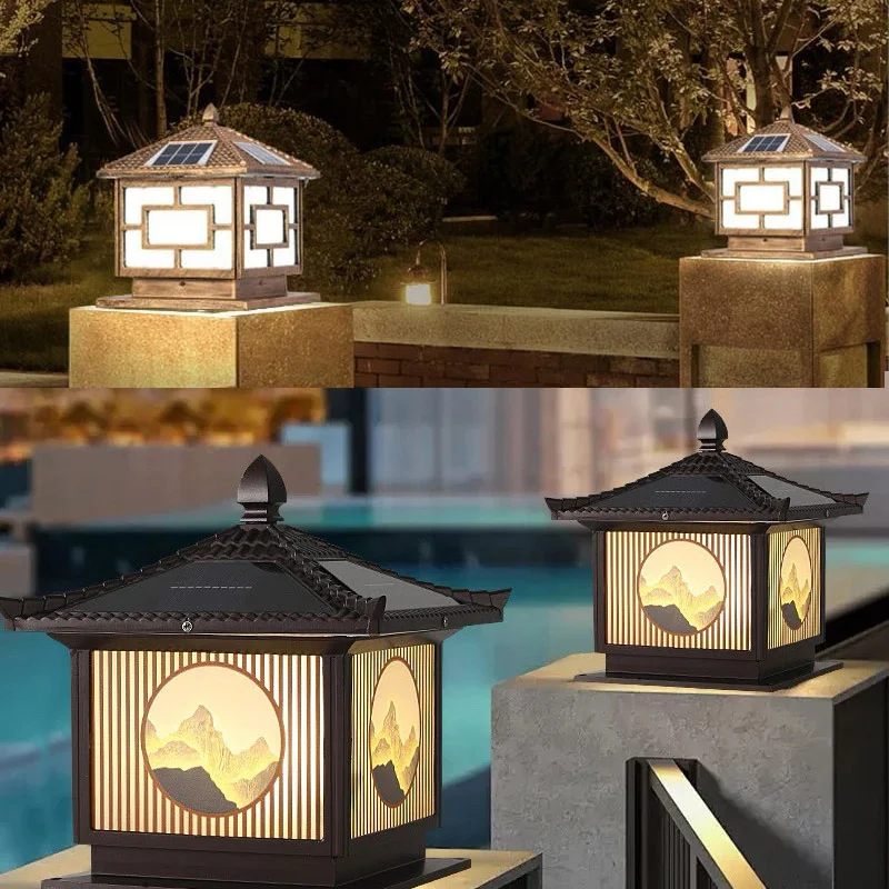 Đèn trụ cổng năng lượng mặt trời chất lượng kiểu dáng đẹp