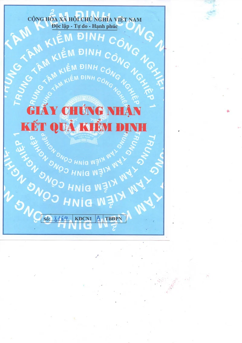 Giấy chứng nhận kết quả kiểm định đèn chống nổ HLEPP2.1