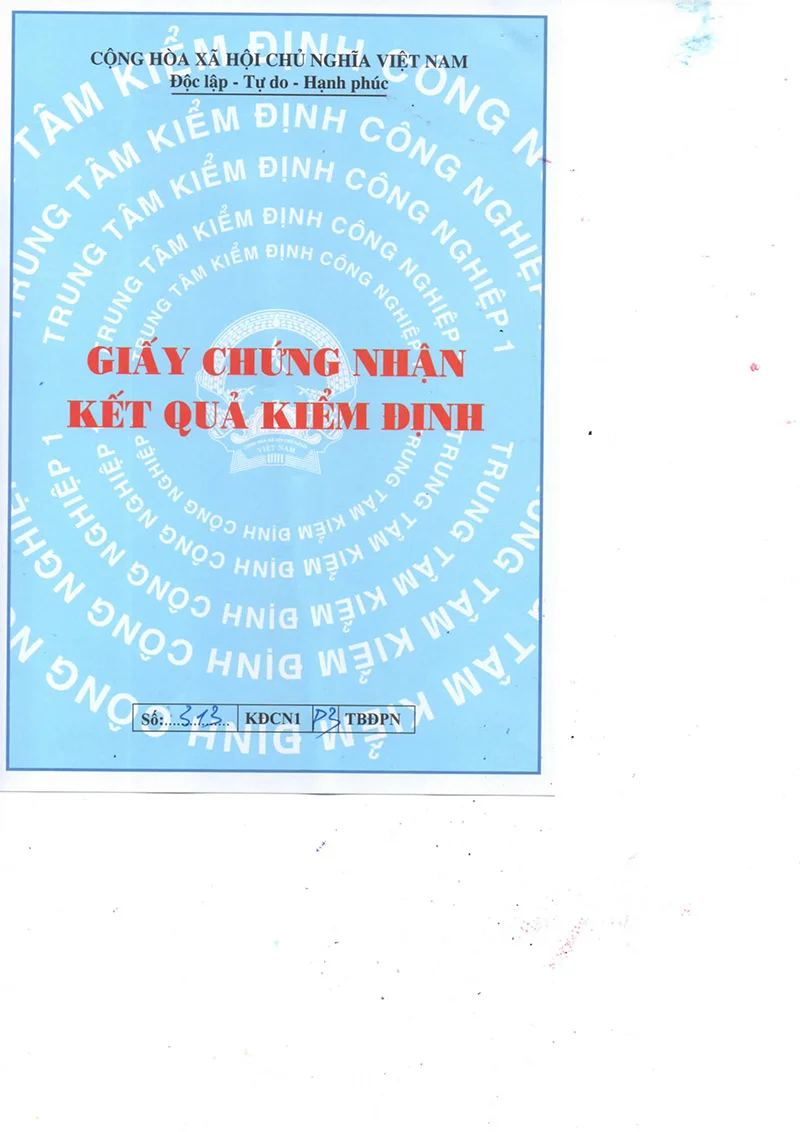 Giấy chứng nhận kết quả kiểm định đèn HLEP1.2-120
