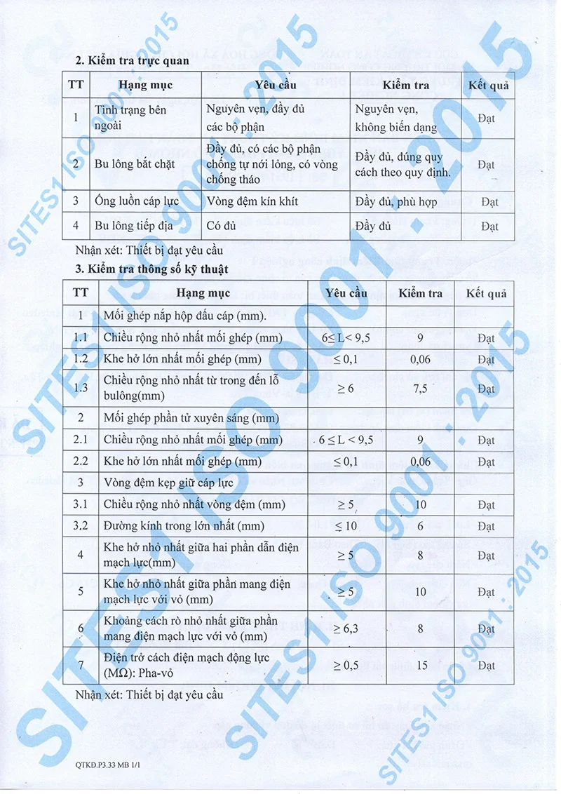 Hạng mục kiểm định chất lượng đèn chống nổ HLEP1.0-120