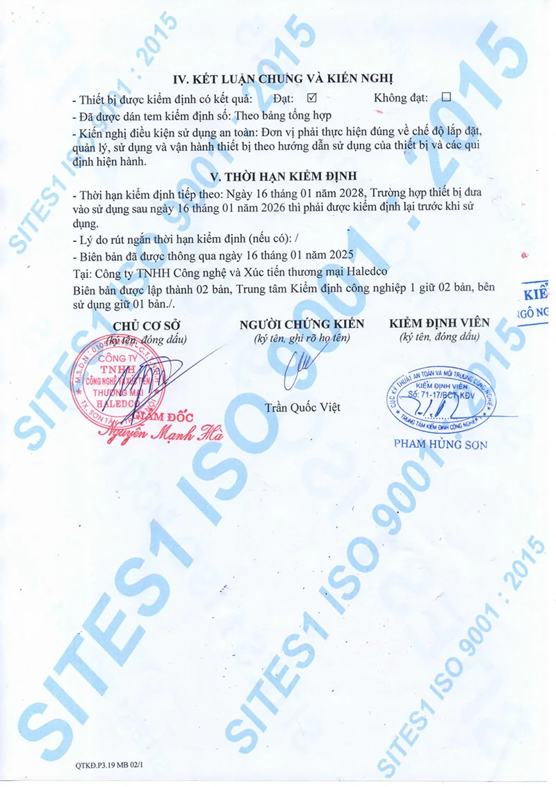 Kết luận chung kiểm định đèn chống nổ HLEP1.2-120