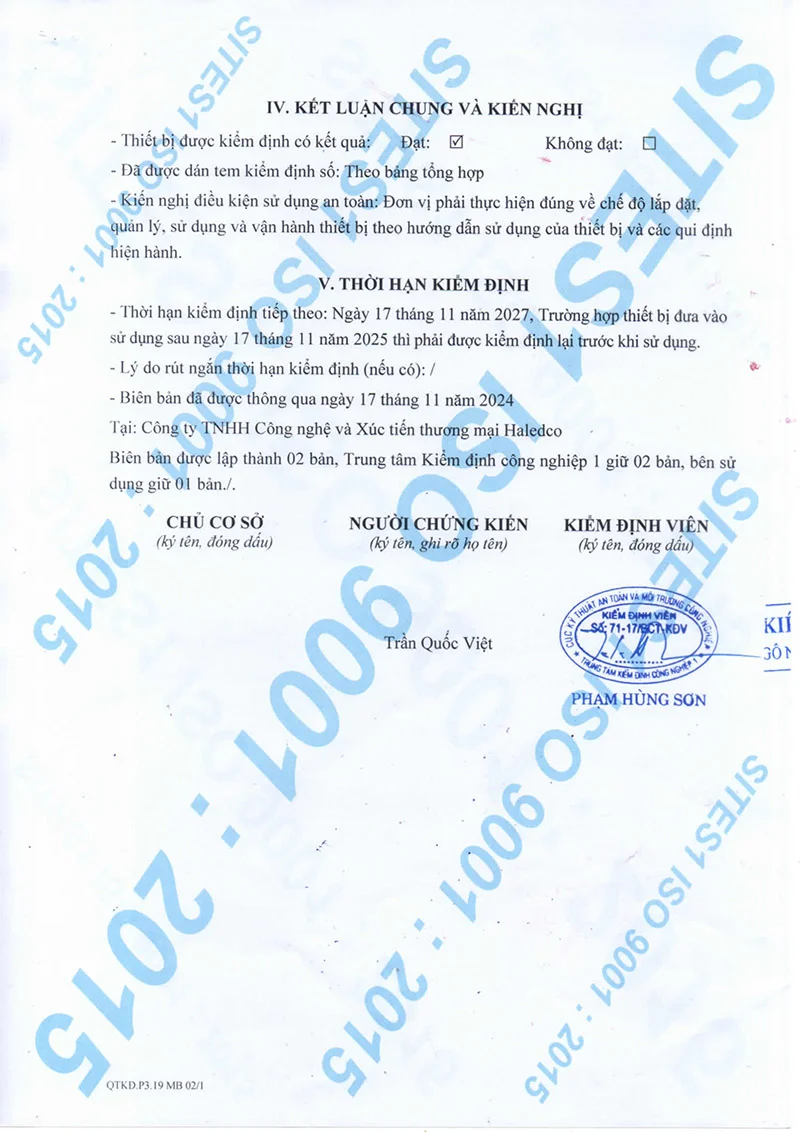 Kết luận kiểm định đèn chống nổ HLEPP2.1