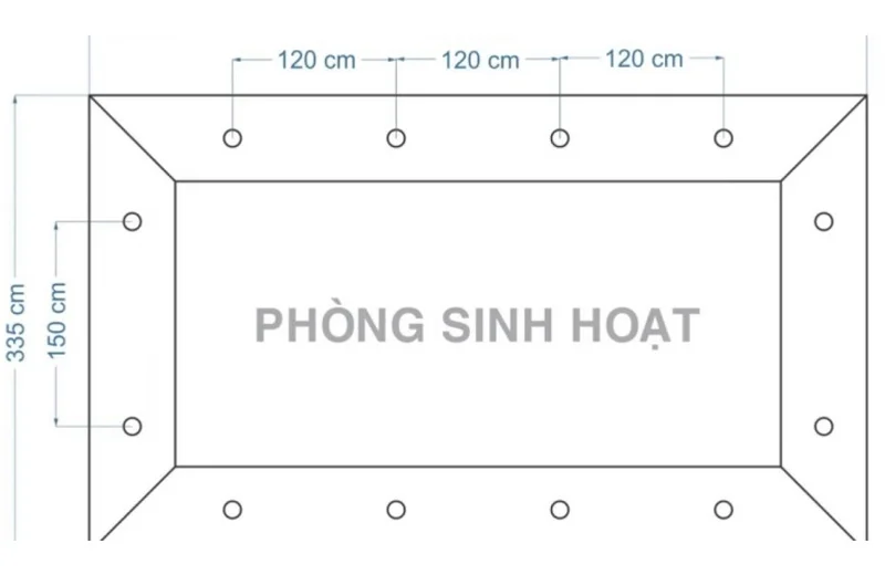Khoảng cách lắp đặt tác động điện năng tiêu thụ đèn âm trần