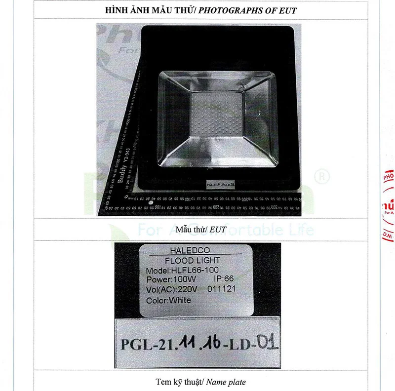 Công bố quatest hiệu suất đèn pha HLFL66-100