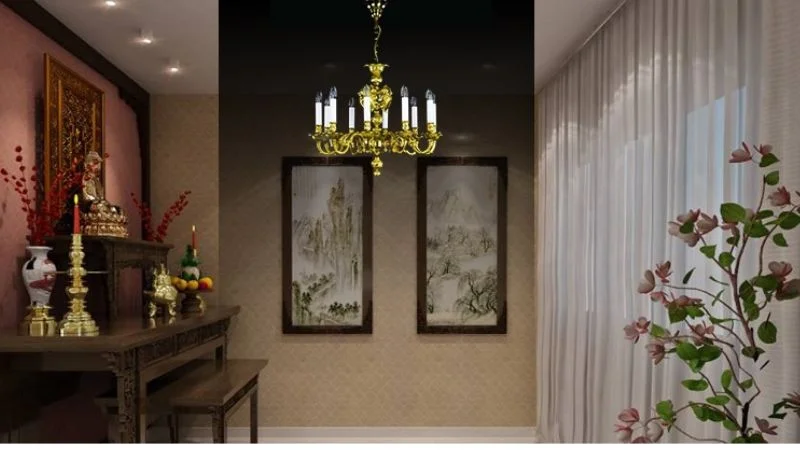 Các vấn đề lưu ý khi treo đèn chùm phòng thờ