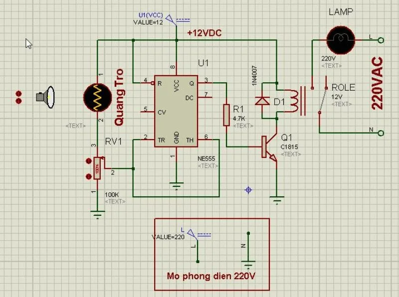 Mạch tự động bật đèn khi trời tối dùng LDR