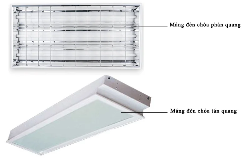 Máng đèn LED có chóa phản quang hoặc chóa tán quang