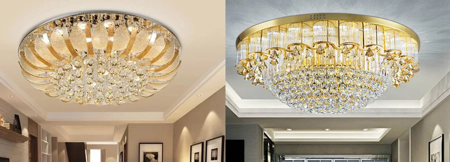 Mẫu đèn LED ốp trần pha lê cho sảnh chờ