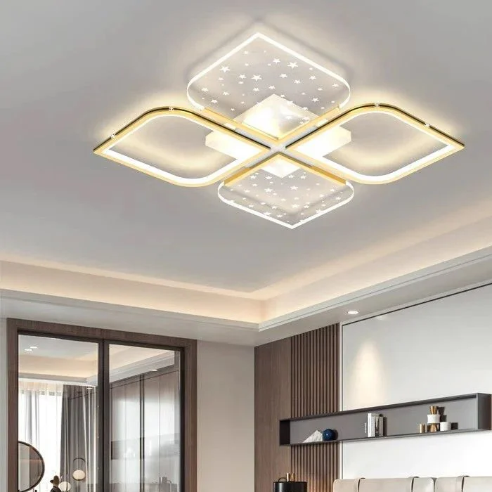 Mẫu đèn ốp trần phòng ngủ hình cánh hoa vàng