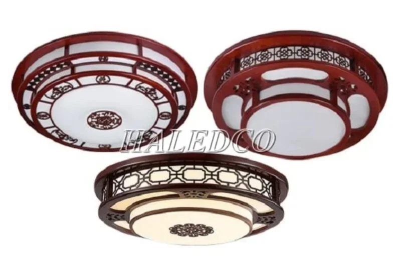 Một số mẫu đèn ốp tròn bằng gỗ
