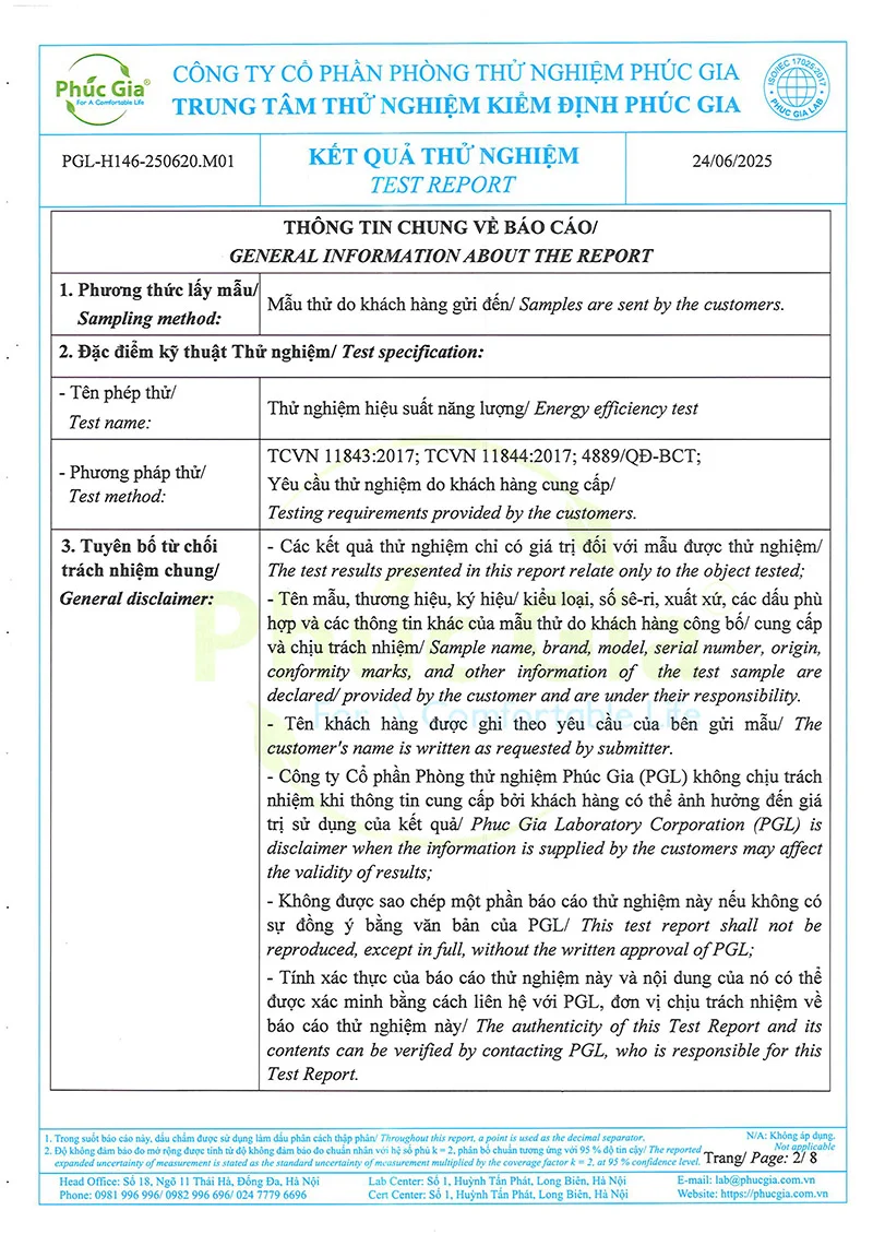 Thông tin chung về báo cáo hiệu suất bulb hlids2-12