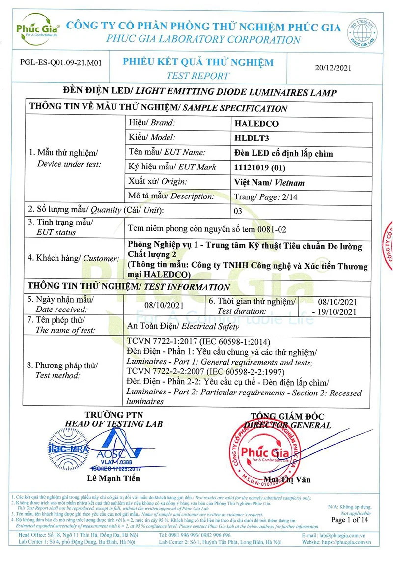 Thử nghiệm đèn âm trần HLDLT3