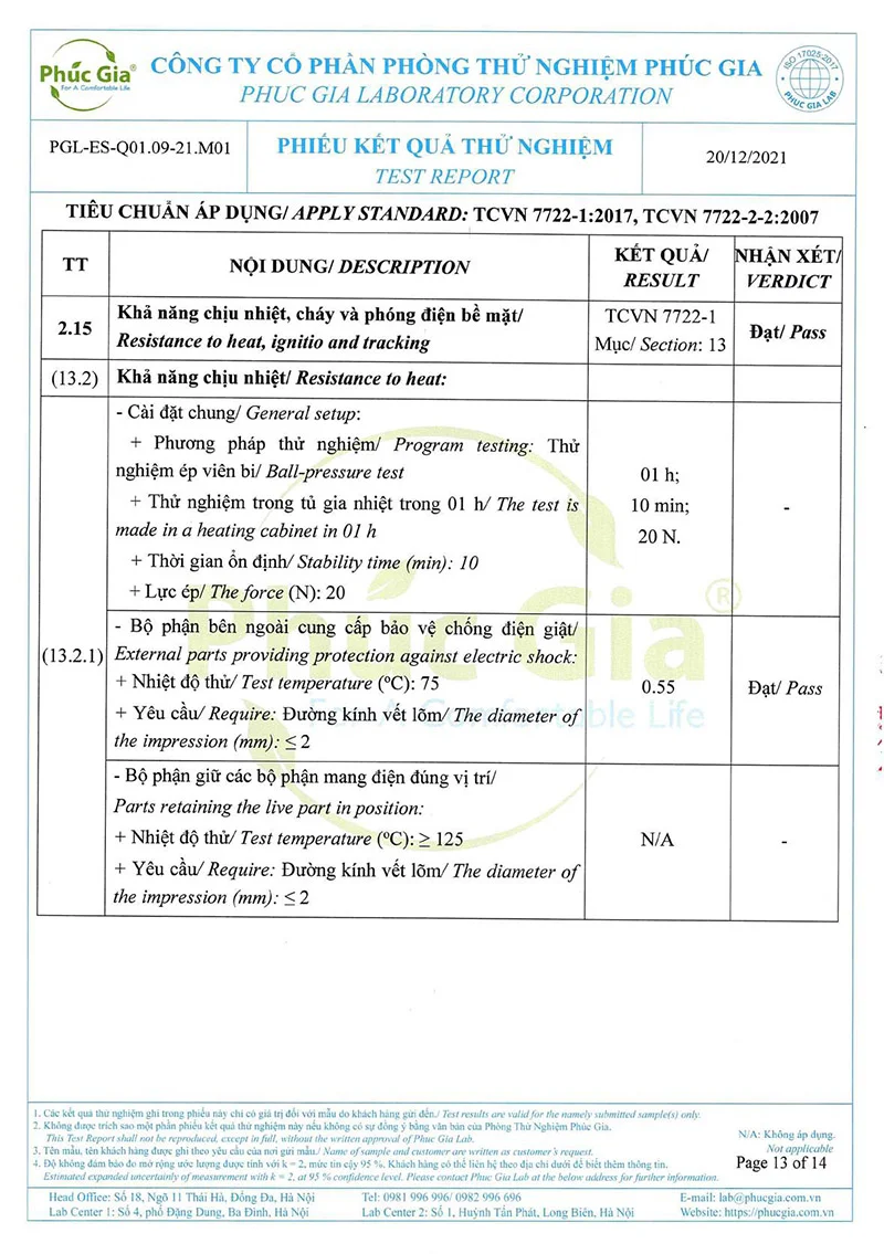 Tiêu chuẩn thử nghiệm đèn âm trần HLDLT3 (ảnh 11)