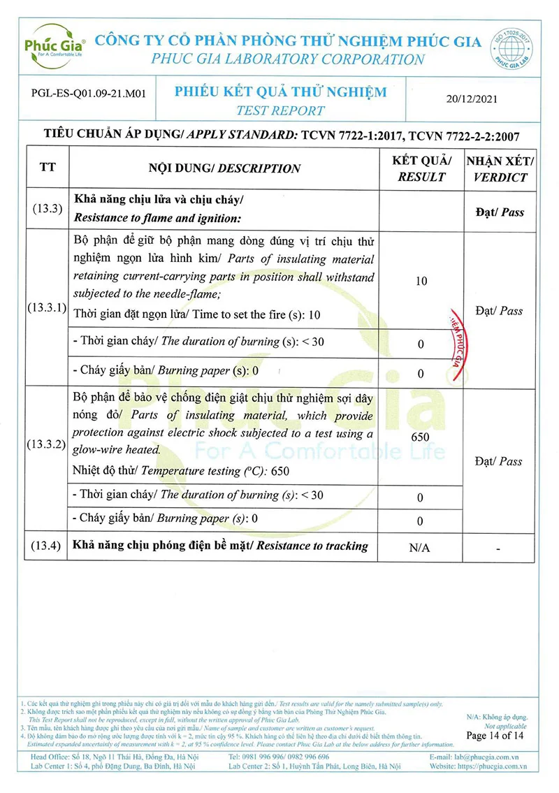 Tiêu chuẩn thử nghiệm đèn âm trần HLDLT3 (ảnh 12)