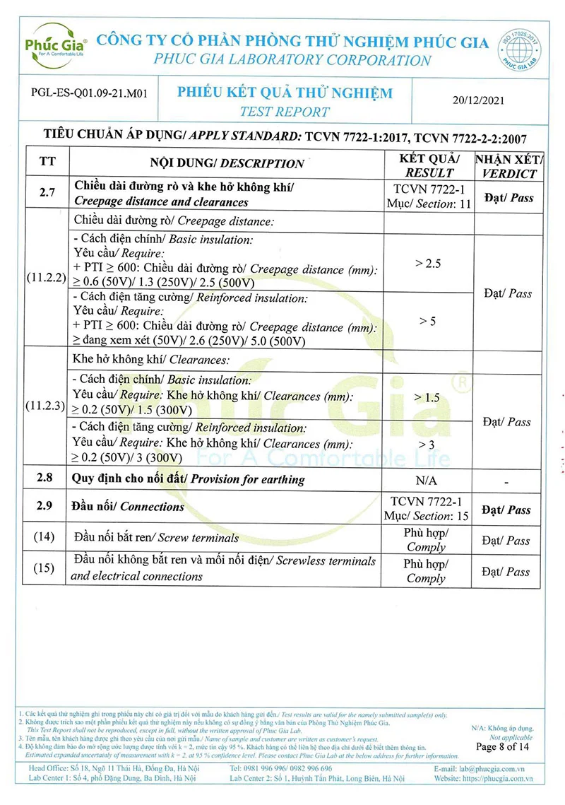 Tiêu chuẩn thử nghiệm đèn âm trần HLDLT3 (ảnh 6)