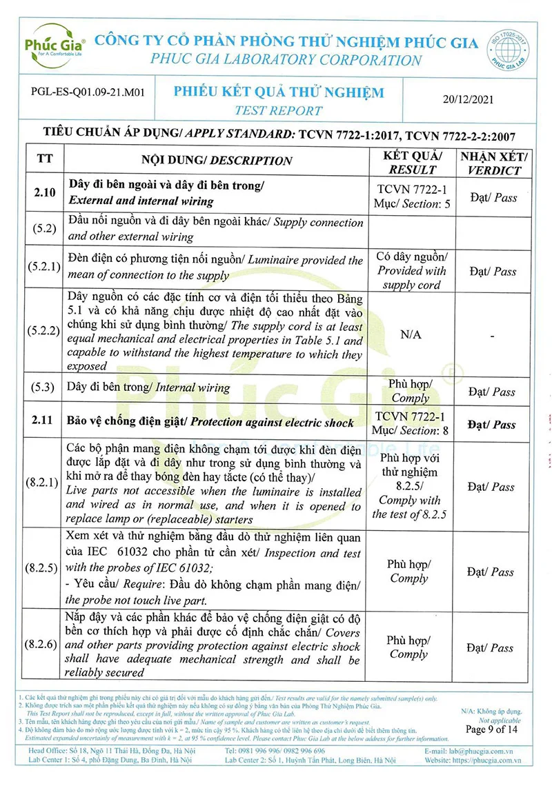 Tiêu chuẩn thử nghiệm đèn âm trần HLDLT3 (ảnh 7)