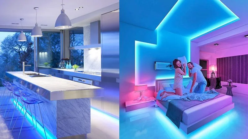 Ý tưởng trang trí độc đáo với đèn LED dây màu xanh dương